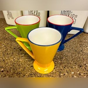 Pier 1 England P1 Angleterre Set Of 3 Mid Century Ceramic Mugs